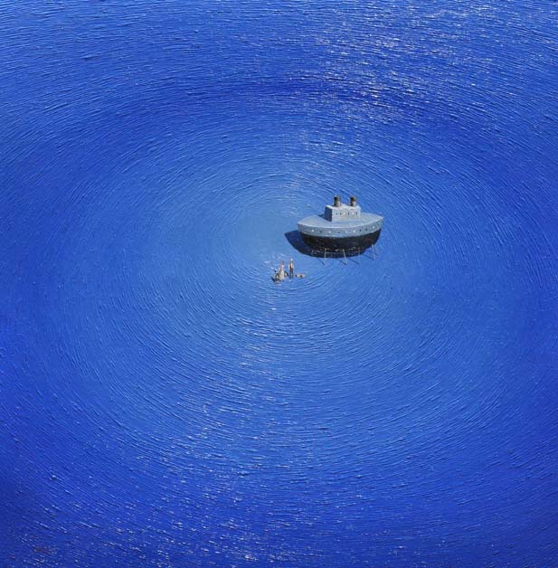 Inmigrantes - Pintura en óleo de Mario Pérez